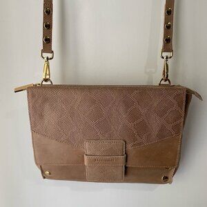 Hammitt Los Angeles Cross Body Tan with red lining, gold hardware.